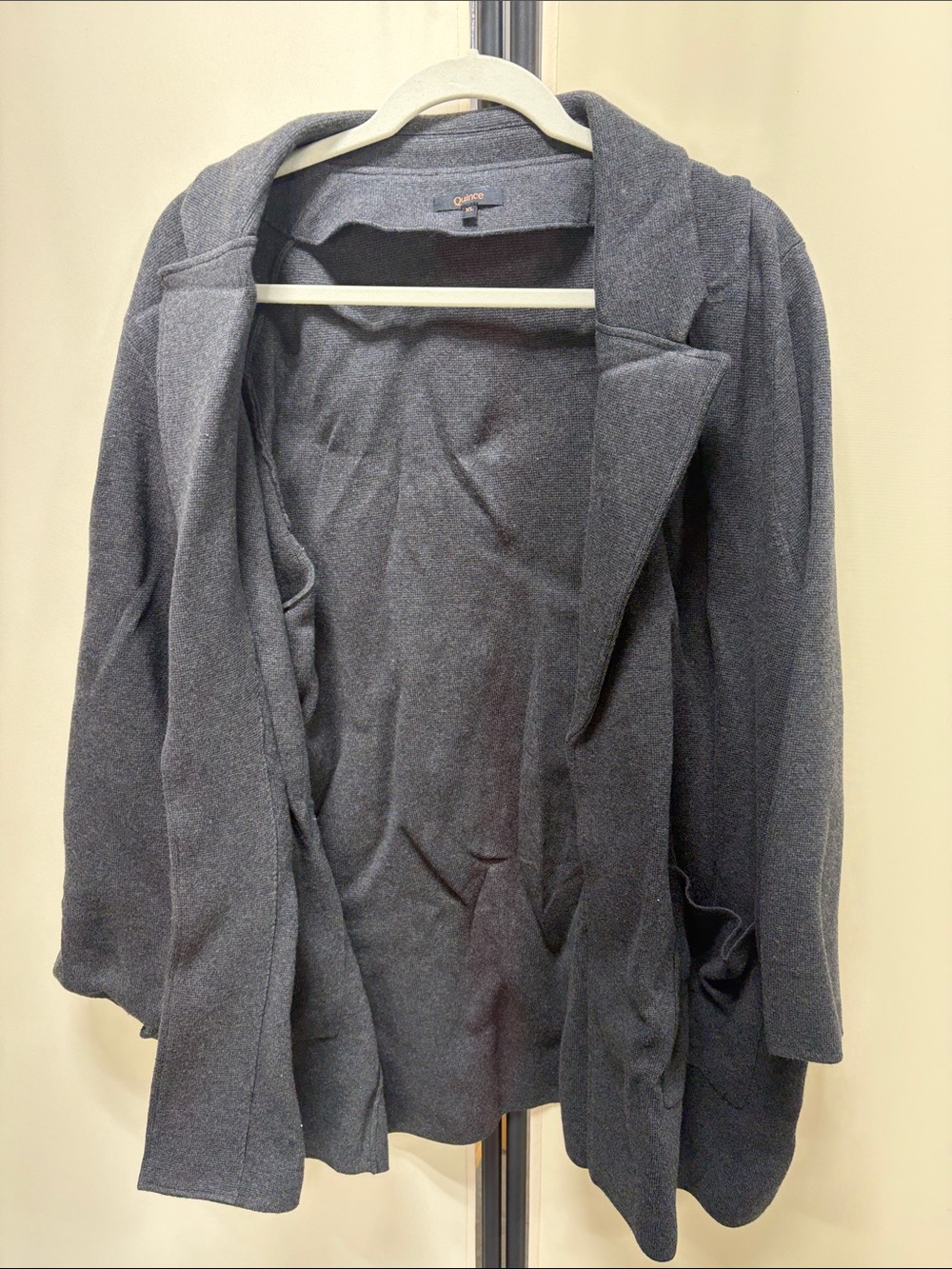 Quince Women's Charcoal Gray Open-Front Blazer Coat